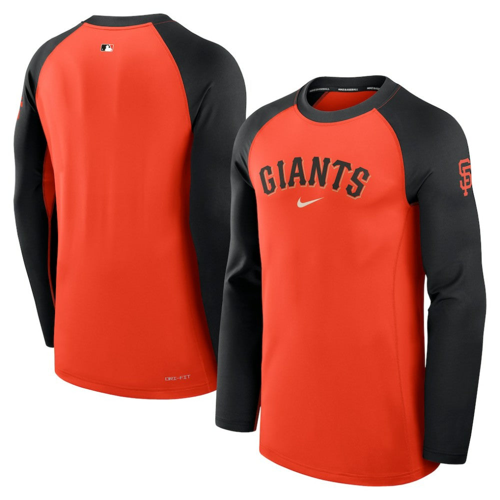 San Francisco Giants Nike Authentic Collection Game Time Dri-FIT Raglan Long Sleeve T-Shirt - Orange/Black - MLB T-shirts