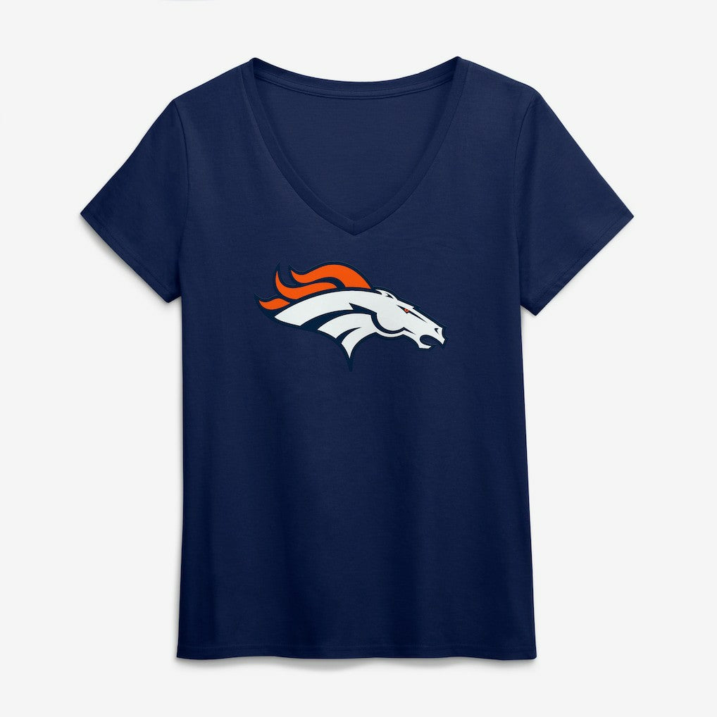 Denver Broncos Logo Athletic Women's Primary Logo V-Neck T-Shirt | NFL Outlet