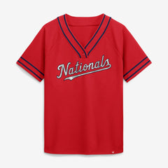 Washington Nationals Fanatics Women's Diva Race Ahead Raglan V-Neck T-Shirt - MLB T-shirts