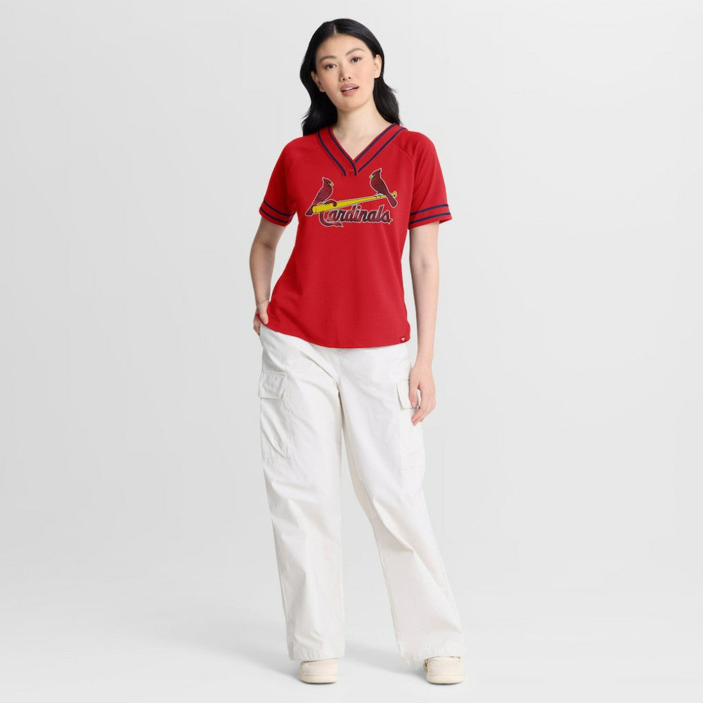 St. Louis Cardinals Fanatics Women's Diva Race Ahead Raglan V-Neck T-Shirt - MLB T-shirts