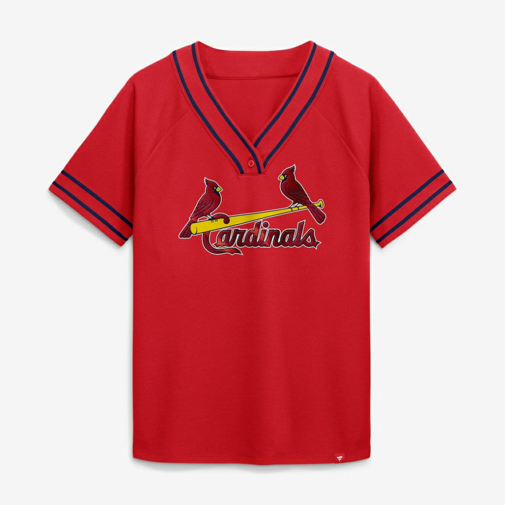 St. Louis Cardinals Fanatics Women's Diva Race Ahead Raglan V-Neck T-Shirt - MLB T-shirts
