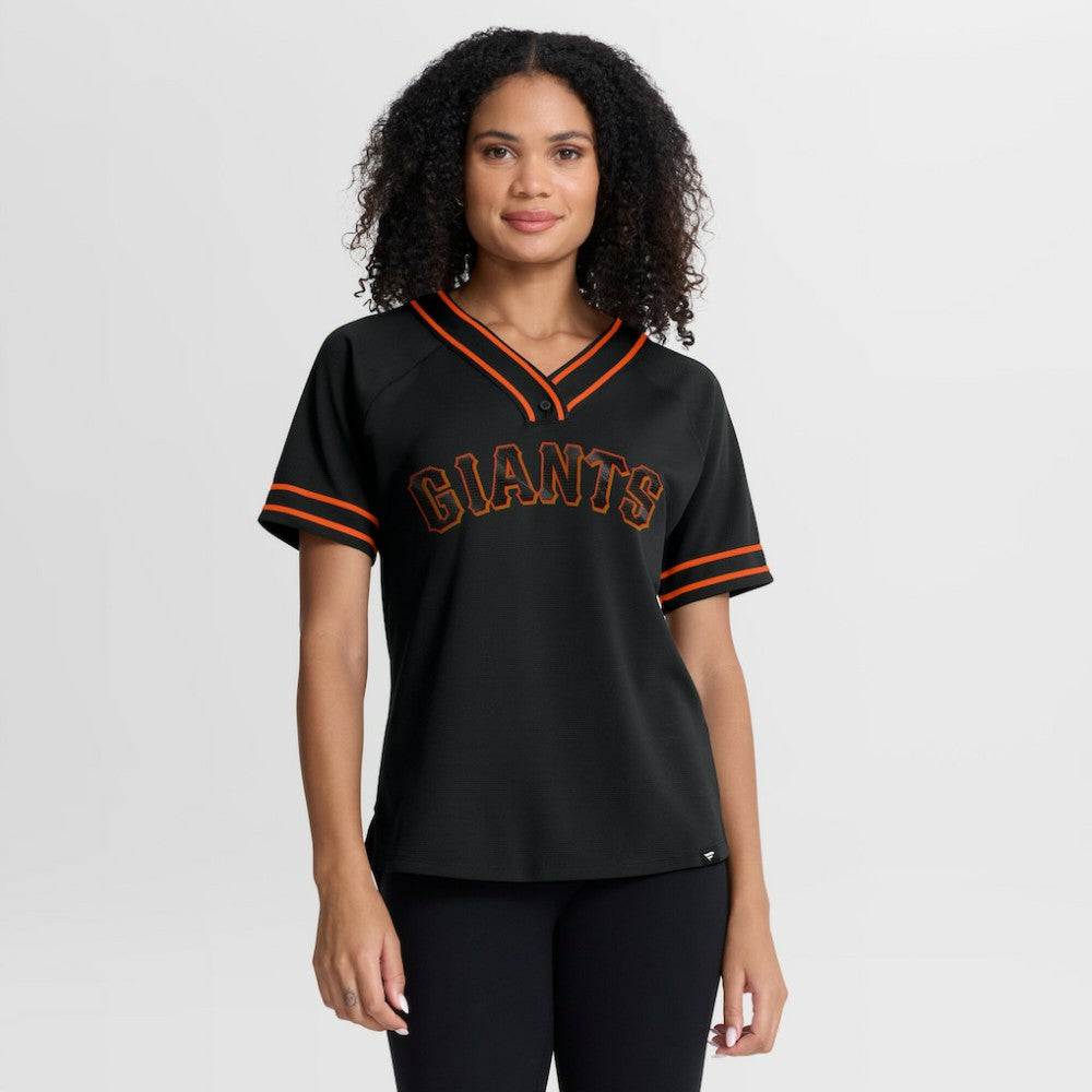 San Francisco Giants Fanatics Women's Diva Race Ahead Raglan V-Neck T-Shirt - MLB T-shirts