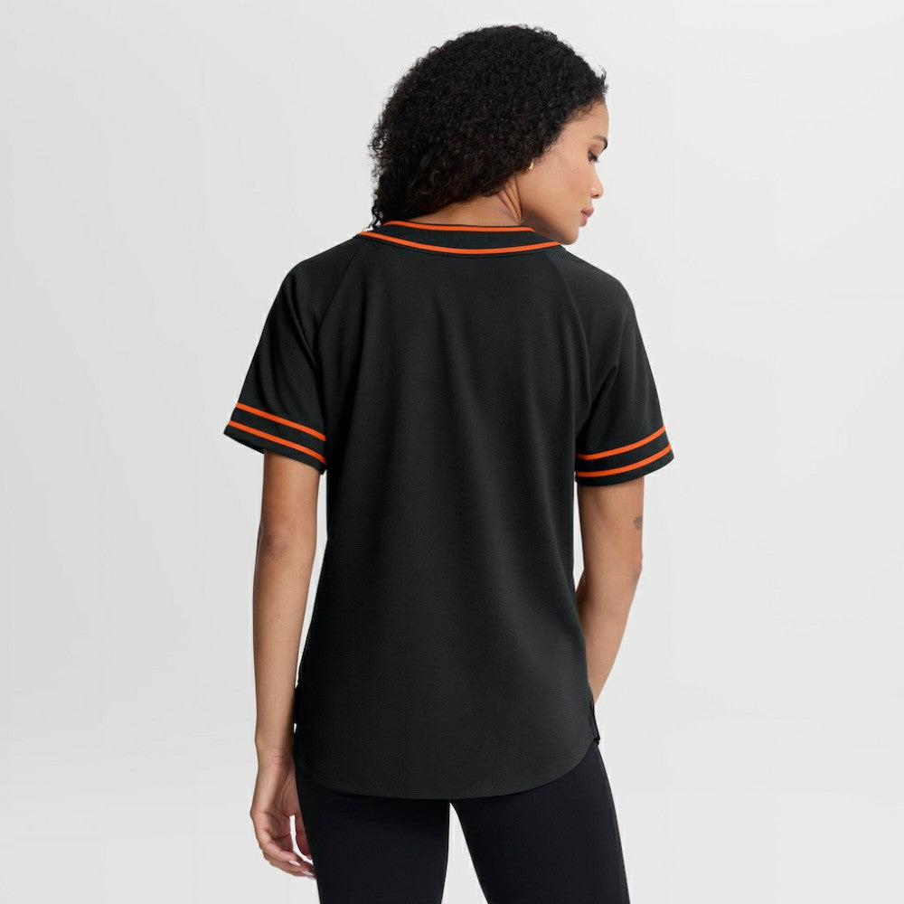 San Francisco Giants Fanatics Women's Diva Race Ahead Raglan V-Neck T-Shirt - MLB T-shirts