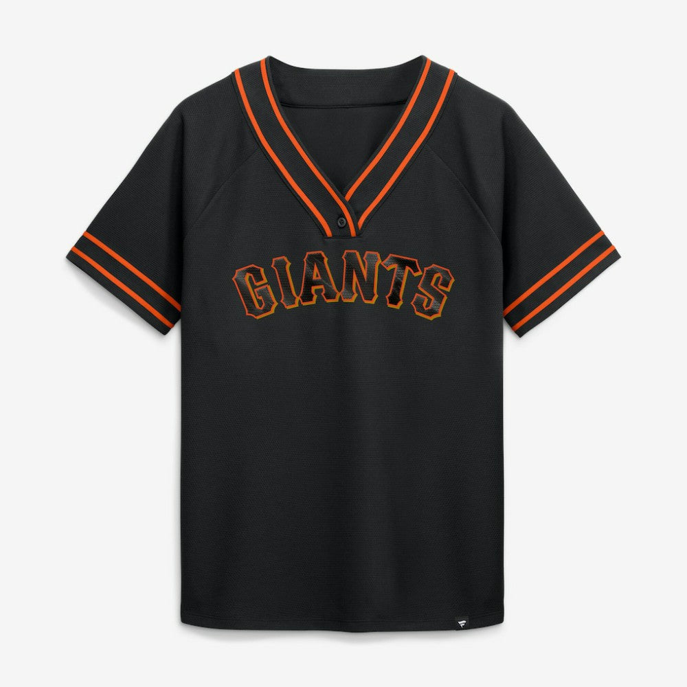 San Francisco Giants Fanatics Women's Diva Race Ahead Raglan V-Neck T-Shirt - MLB T-shirts
