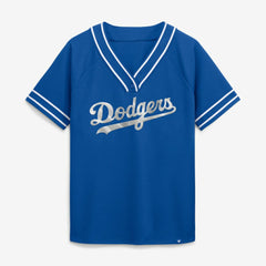 Los Angeles Dodgers Fanatics Women's Diva Race Ahead Raglan V-Neck T-Shirt - MLB T-shirts