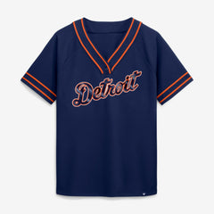 Detroit Tigers Fanatics Women's Diva Race Ahead Raglan V-Neck T-Shirt - MLB T-shirts