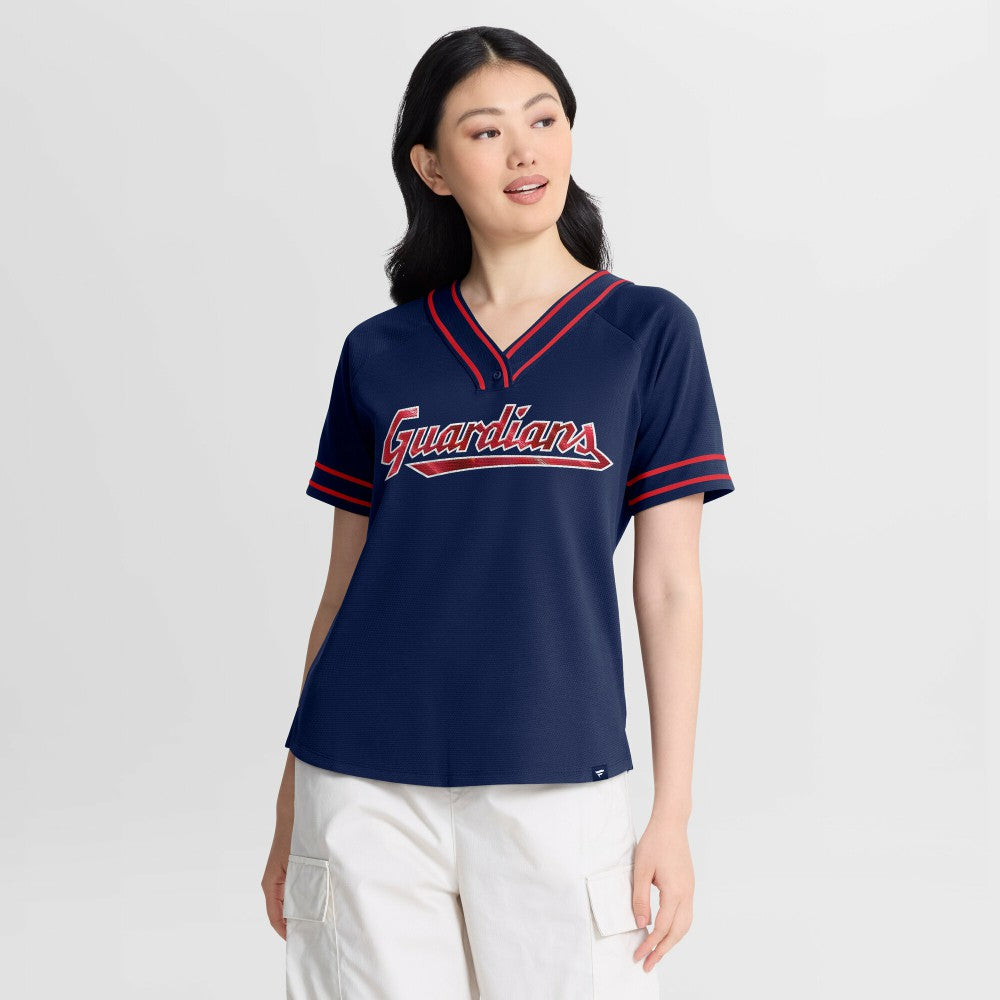 Cleveland Guardians Fanatics Women's Diva Race Ahead Raglan V-Neck T-Shirt - MLB T-shirts