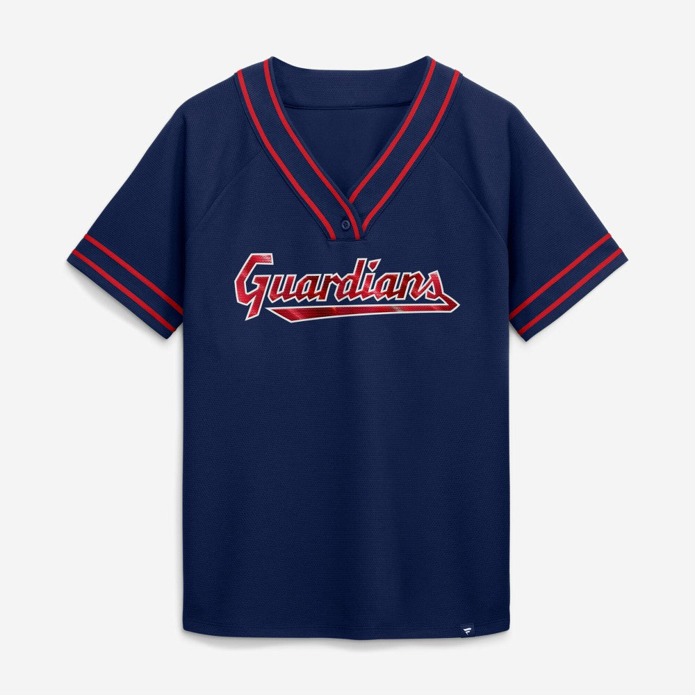 Cleveland Guardians Fanatics Women's Diva Race Ahead Raglan V-Neck T-Shirt - MLB T-shirts