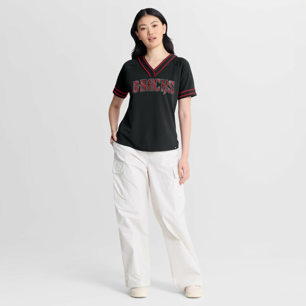 Arizona Diamondbacks Fanatics Women's Diva Race Ahead Raglan V-Neck T-Shirt - MLB T-shirts