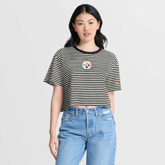 Pittsburgh Steelers Women's Striped Cropped T-Shirt | NFL Outlet