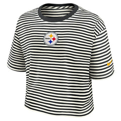Pittsburgh Steelers Women's Striped Cropped T-Shirt | NFL Outlet