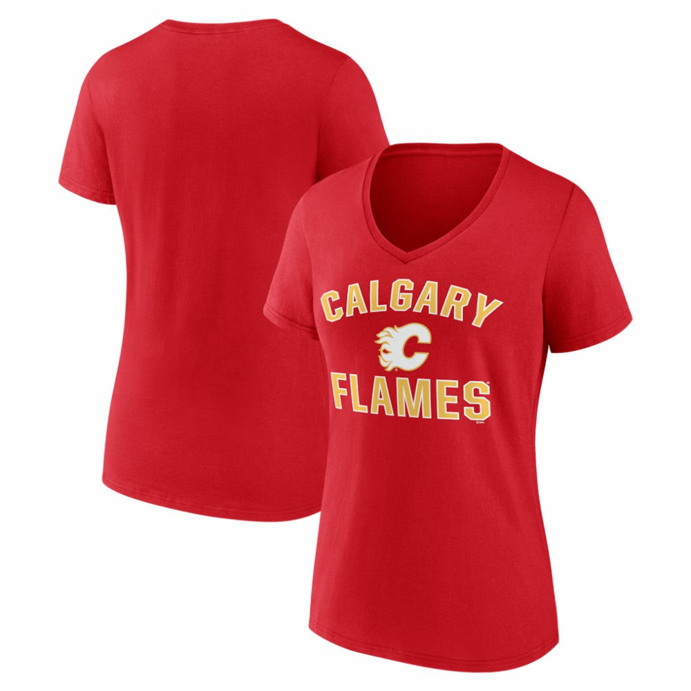 Calgary Flames Logo Athletic Women's Arch Victory V-Neck T-Shirt -  NHL T-shirts