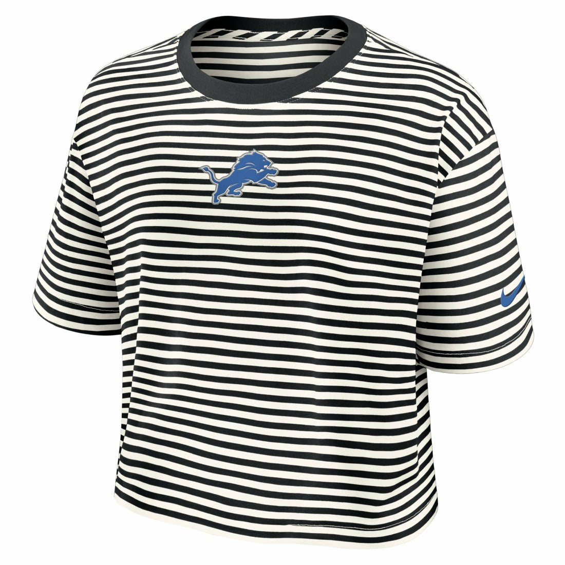 Detroit Lions Women's Striped Cropped T-Shirt | NFL Discount