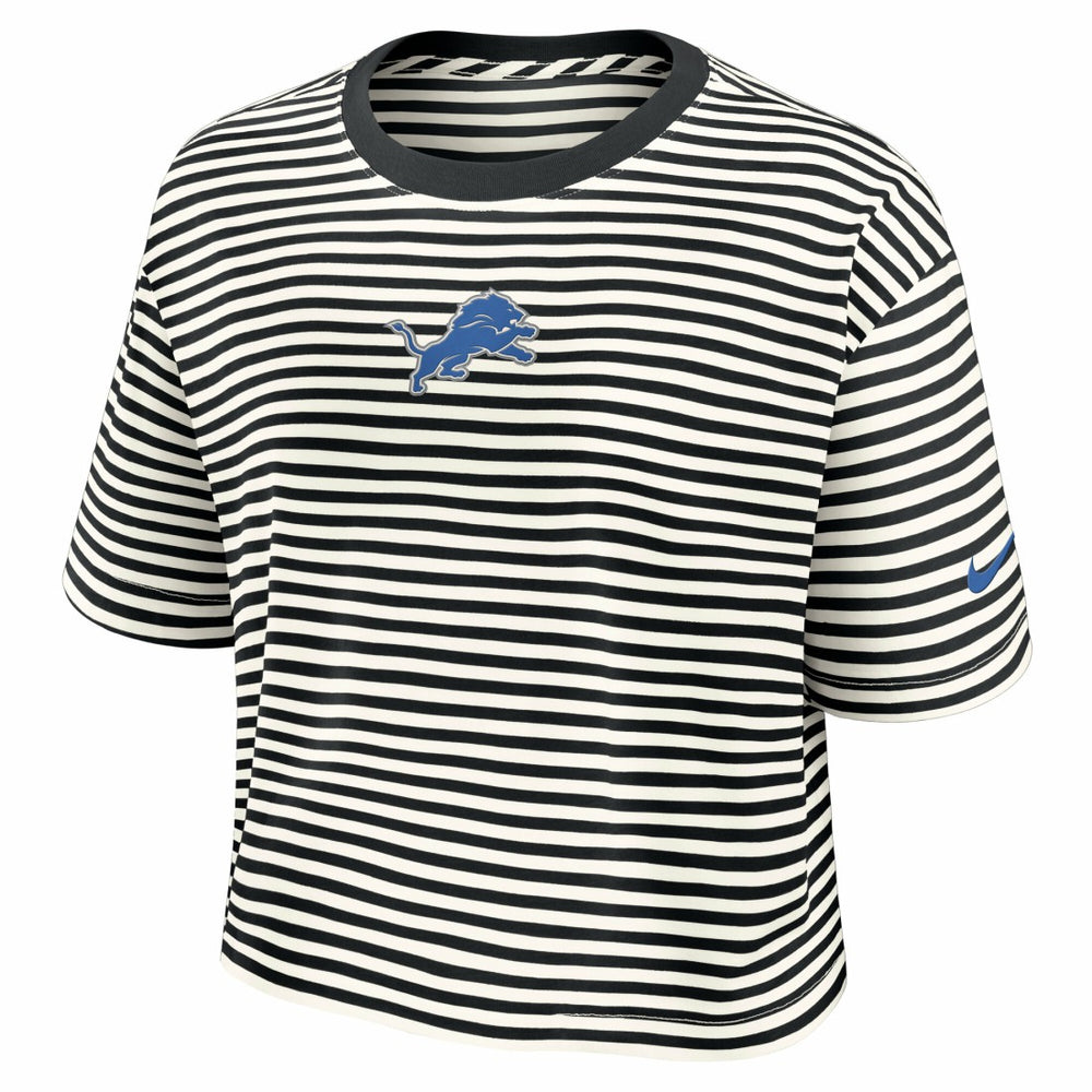 Detroit Lions Women's Striped Cropped T-Shirt | NFL Discount