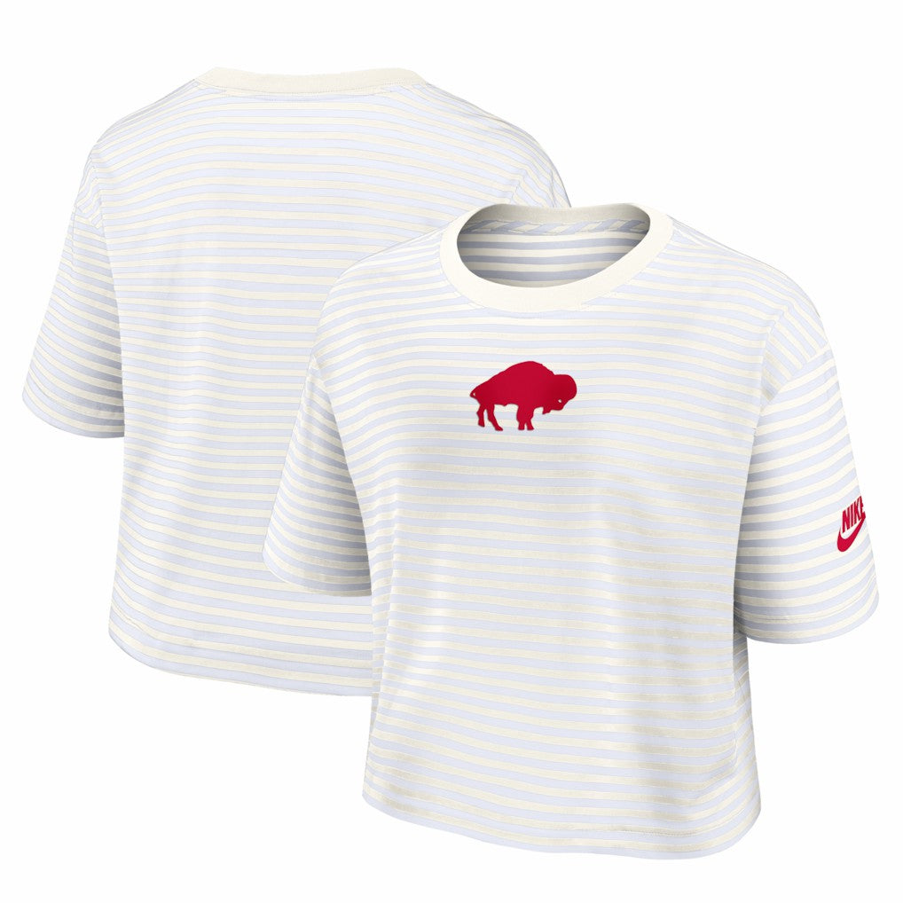 Buffalo Bills Women's Striped Cropped T-Shirt | NFL On sale
