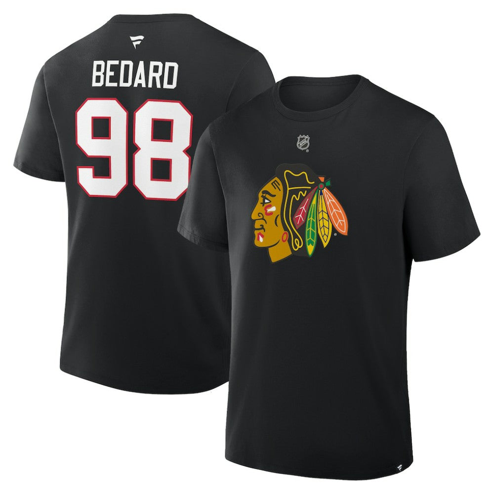 Connor Bedard Chicago Blackhawks Fanatics Authentic Stack Name & Number T-Shirt -  NHL T-shirts