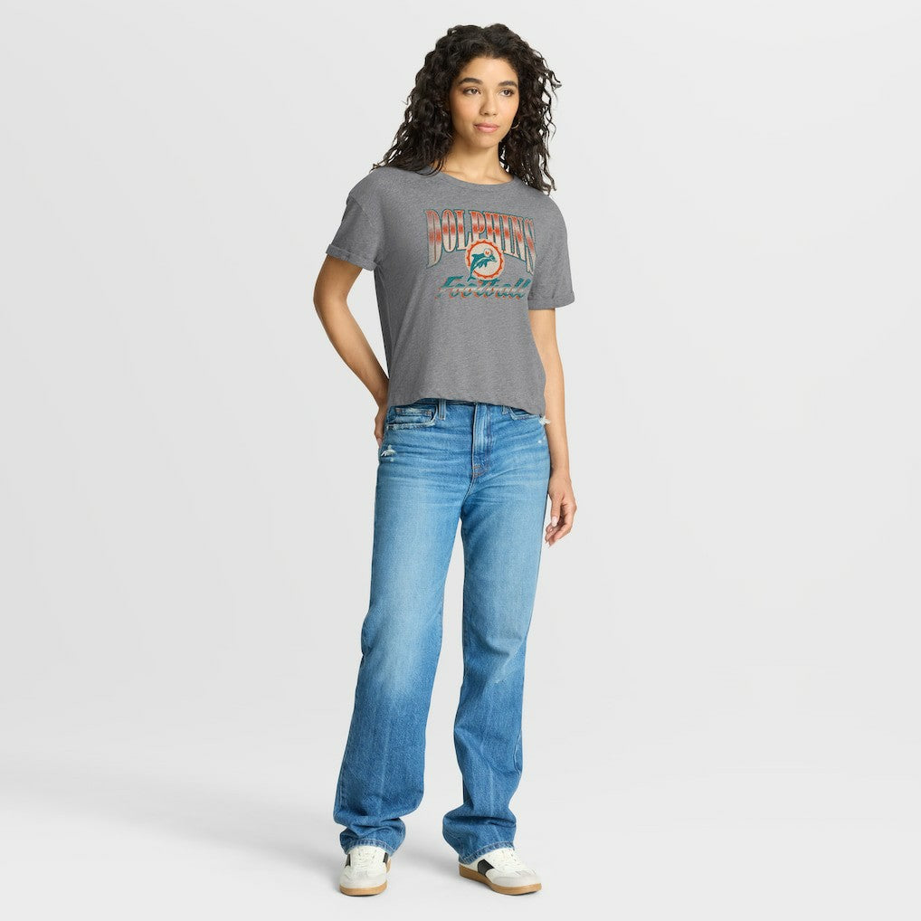Miami Dolphins Women's Overplayed Tribute Tri-Blend Boxy T-Shirt | NFL On sale