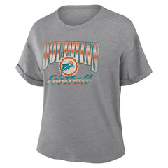 Miami Dolphins Women's Overplayed Tribute Tri-Blend Boxy T-Shirt | NFL On sale