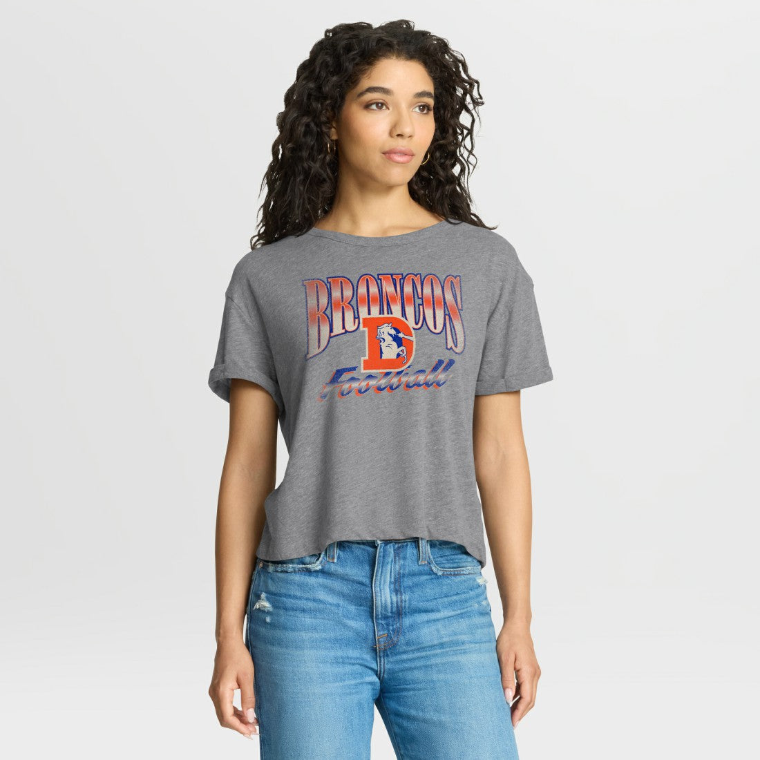 Denver Broncos Women's Overplayed Tribute Tri-Blend Boxy T-Shirt | NFL Near me