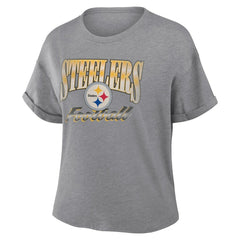 Pittsburgh Steelers Women's Overplayed Tribute Tri-Blend Boxy T-Shirt | NFL Hot