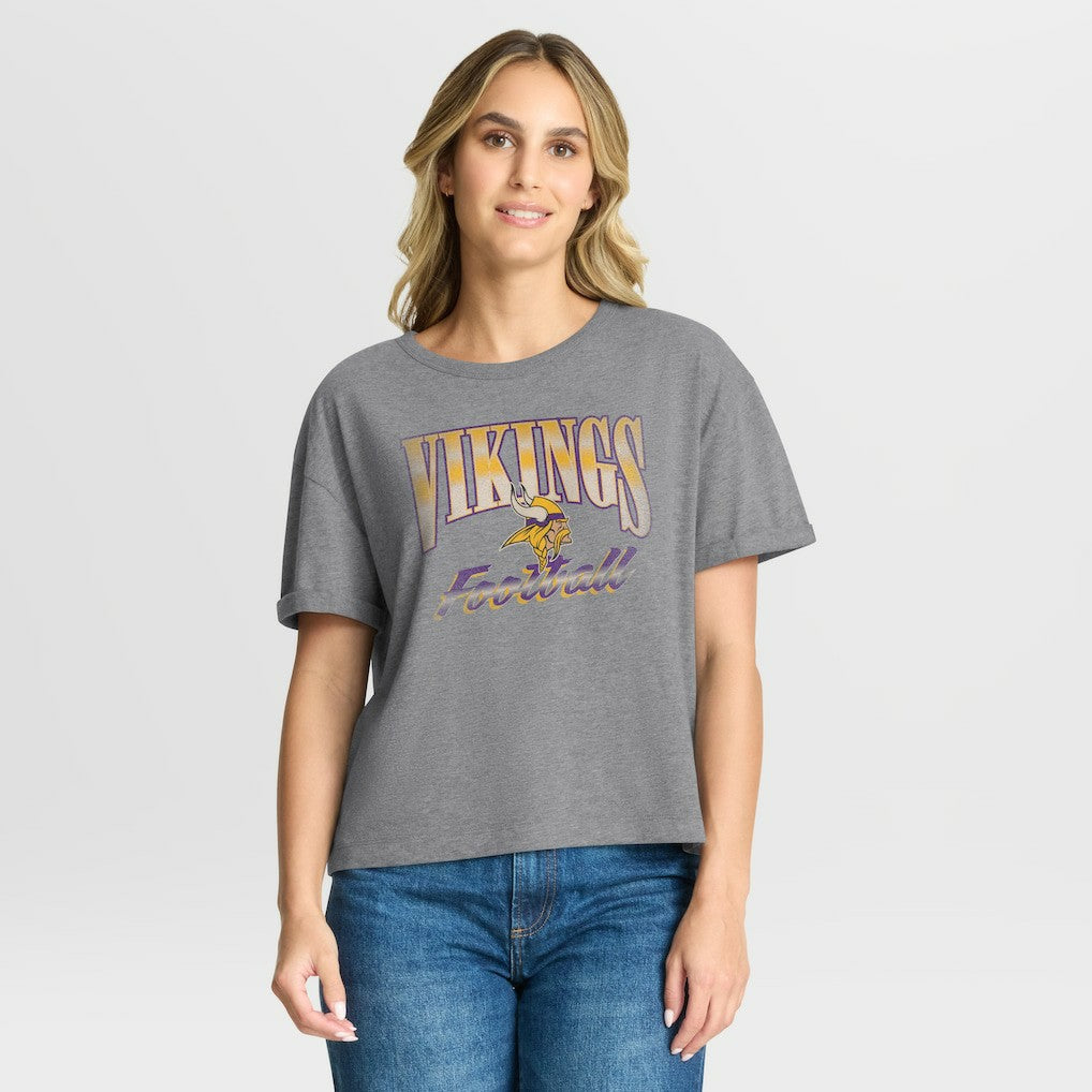 Minnesota Vikings Women's Overplayed Tribute Tri-Blend Boxy T-Shirt | NFL On sale