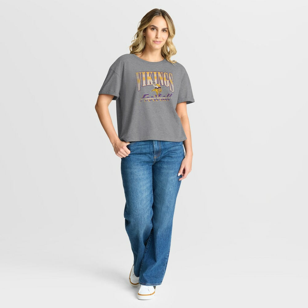 Minnesota Vikings Women's Overplayed Tribute Tri-Blend Boxy T-Shirt | NFL On sale