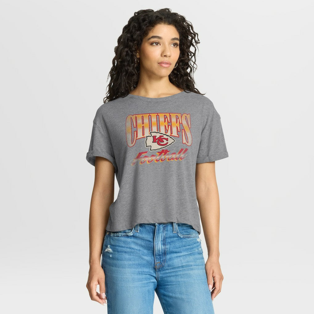 Kansas City Chiefs Women's Overplayed Tribute Tri-Blend Boxy T-Shirt | NFL Discount