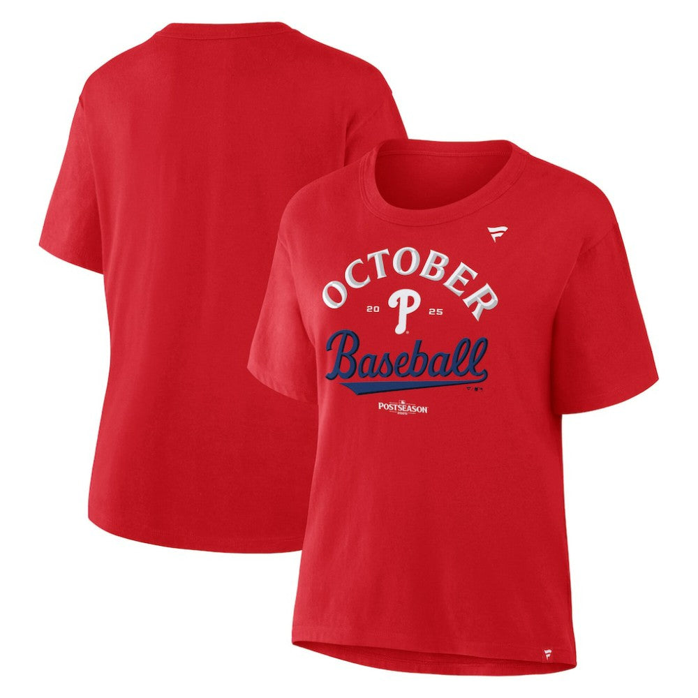 Philadelphia Phillies  Women's Fanatics 2025 MLB Postseason Locker Room T-Shirt - MLB T-shirts