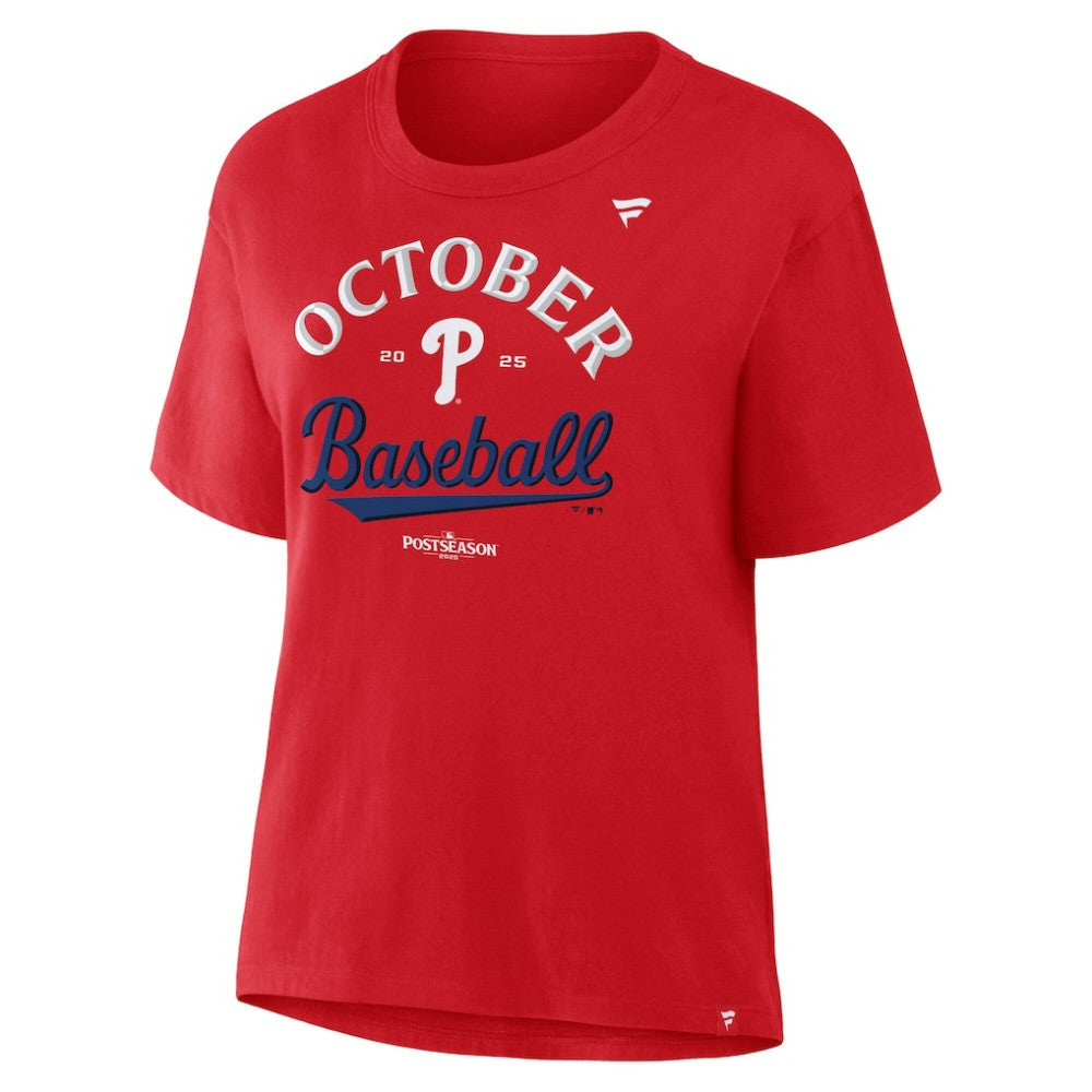 Philadelphia Phillies  Women's Fanatics 2025 MLB Postseason Locker Room T-Shirt - MLB T-shirts