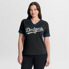 Los Angeles Dodgers Fanatics Women's Diva Race Ahead Raglan V-Neck T-Shirt - MLB T-shirts