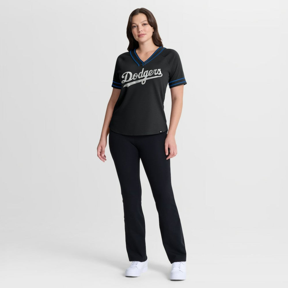 Los Angeles Dodgers Fanatics Women's Diva Race Ahead Raglan V-Neck T-Shirt - MLB T-shirts