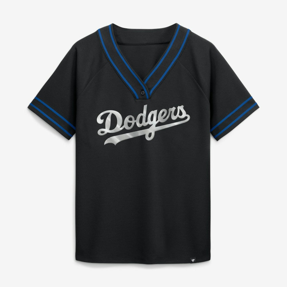 Los Angeles Dodgers Fanatics Women's Diva Race Ahead Raglan V-Neck T-Shirt - MLB T-shirts