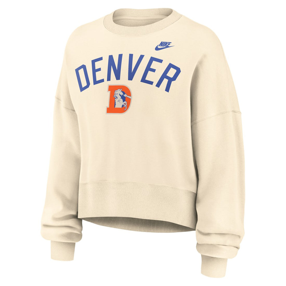 Denver Broncos Women's Oversized High Hip Legacy Arch Phoenix Fleece Sweatshirt | NFL Online