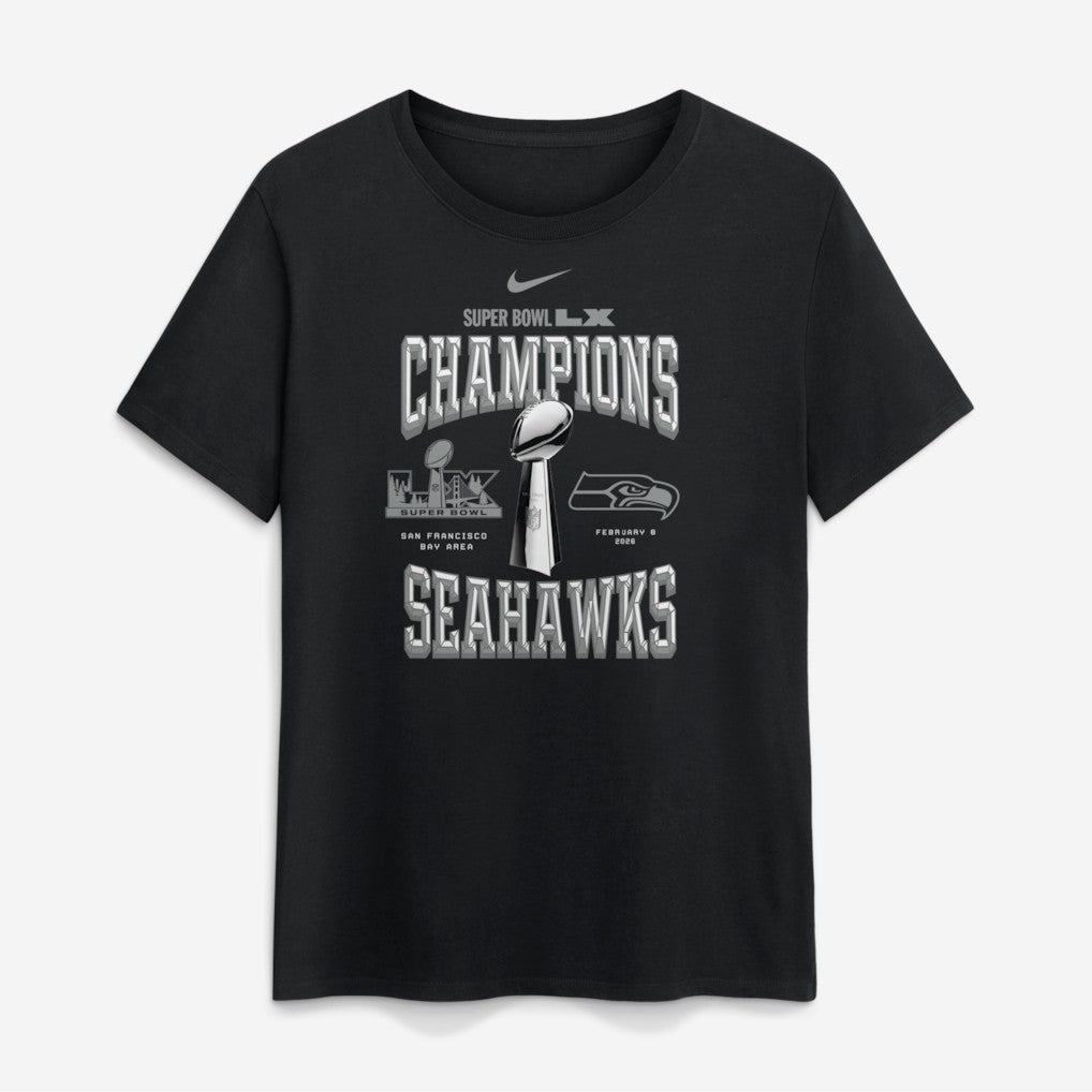 Seattle Seahawks Women's Super Bowl LX Champions Locker Room Trophy Collection T-Shirt | NFL US