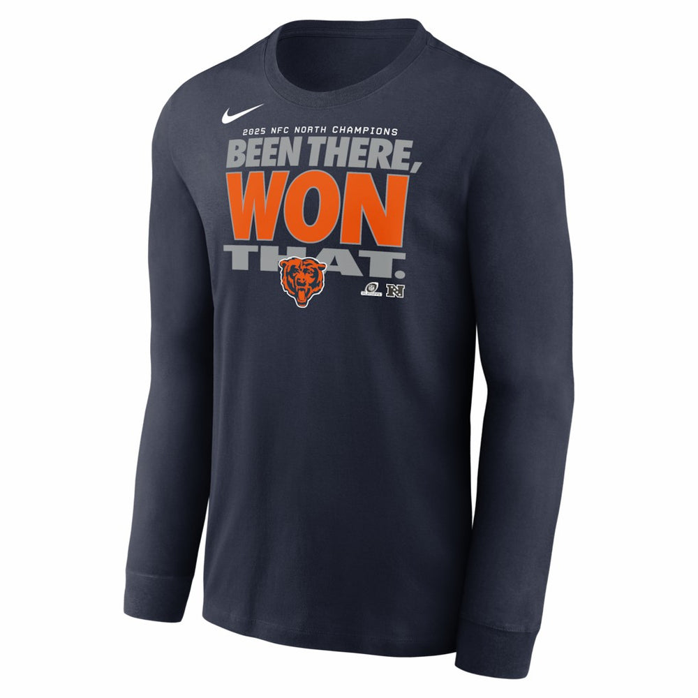 Chicago Bears 2025 NFC North Division Champions Locker Room Trophy Collection Long Sleeve T-Shirt | NFL Discount