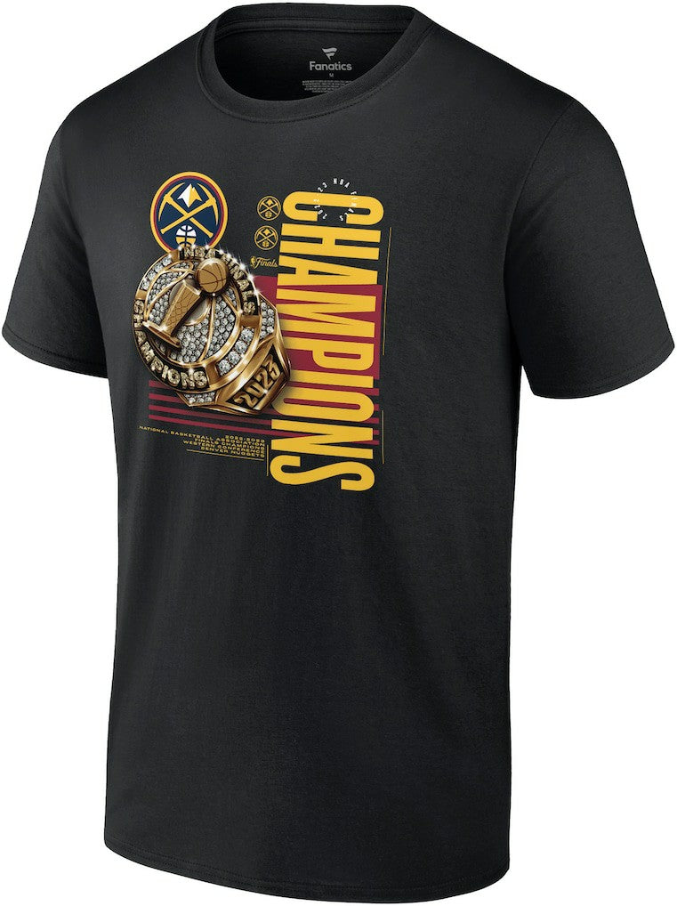 Black Denver Nuggets 2023 NBA Finals Champions Slam Bling Ring T-Shirt | NBA