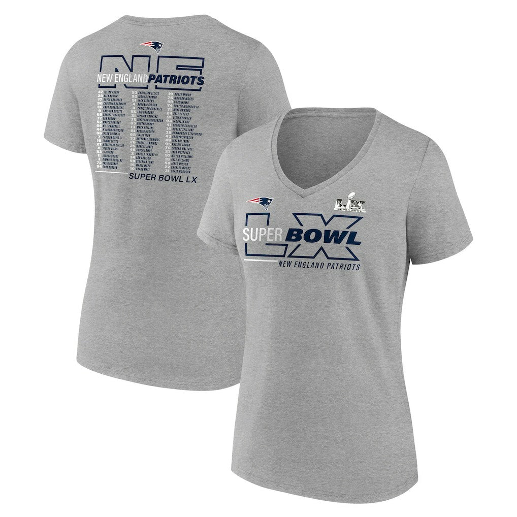 New England Patriots Women's Super Bowl LX Roster V-Neck T-Shirt | NFL Near me
