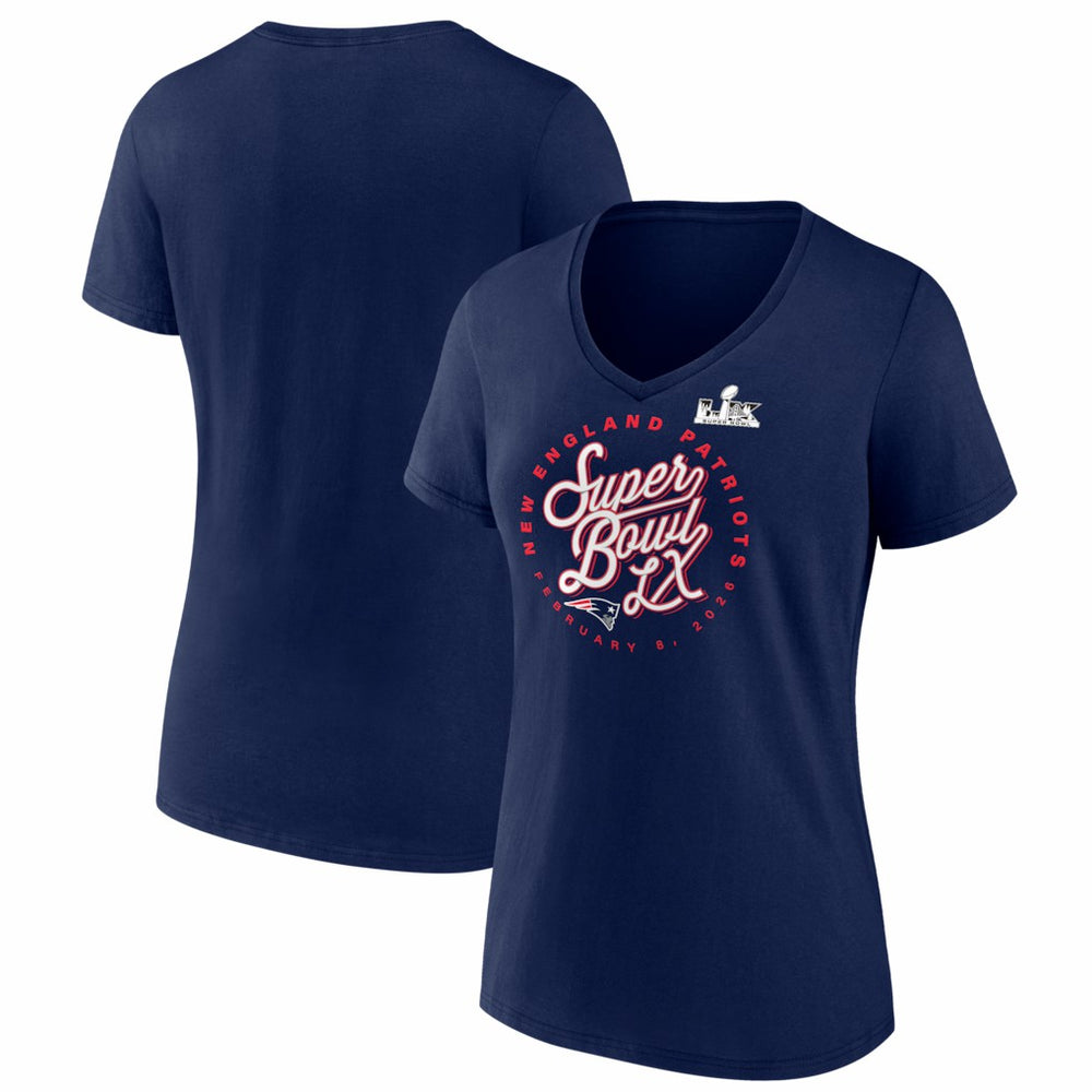 New England Patriots Women's Super Bowl LX Cheer Section V-Neck T-Shirt | NFL Discount