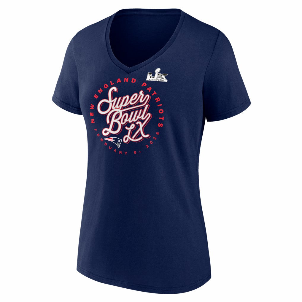 New England Patriots Women's Super Bowl LX Cheer Section V-Neck T-Shirt | NFL Discount