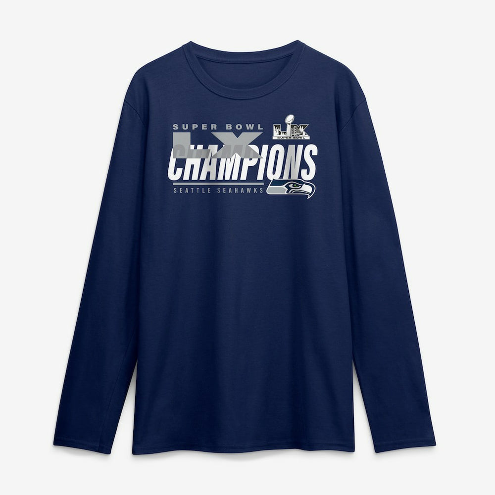 Seattle Seahawks Super Bowl LX Champions Iconic Victory Long Sleeve T-Shirt | NFL Discount