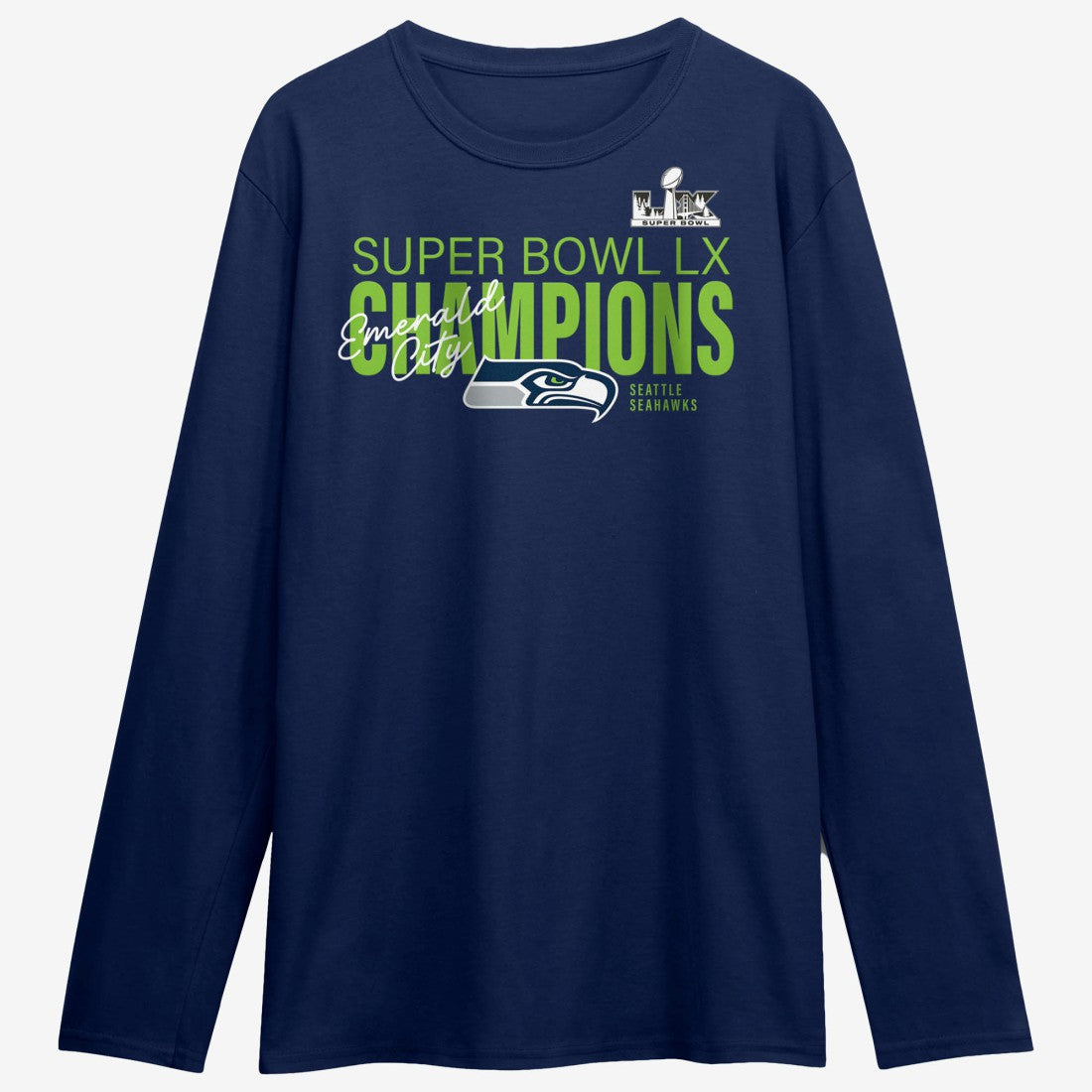 Seattle Seahawks Super Bowl LX Champions Autograph Signing Long Sleeve Roster T-Shirt | NFL Hot