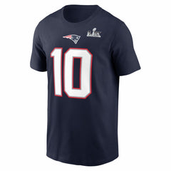New England Patriots Drake Maye  Super Bowl LX Patch Name & Number T-Shirt | NFL On sale