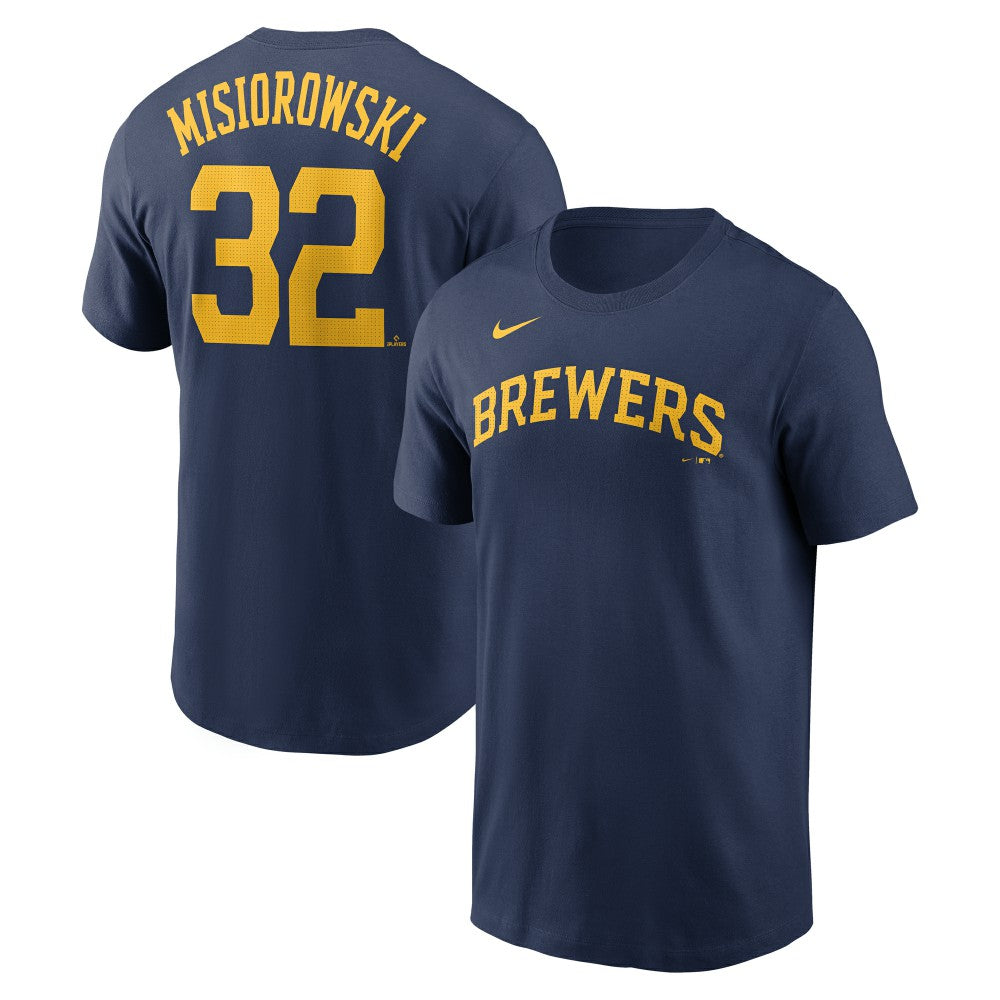 Jacob Misiorowski Milwaukee Brewers Nike Fuse Name & Number T-Shirt - MLB T-shirts