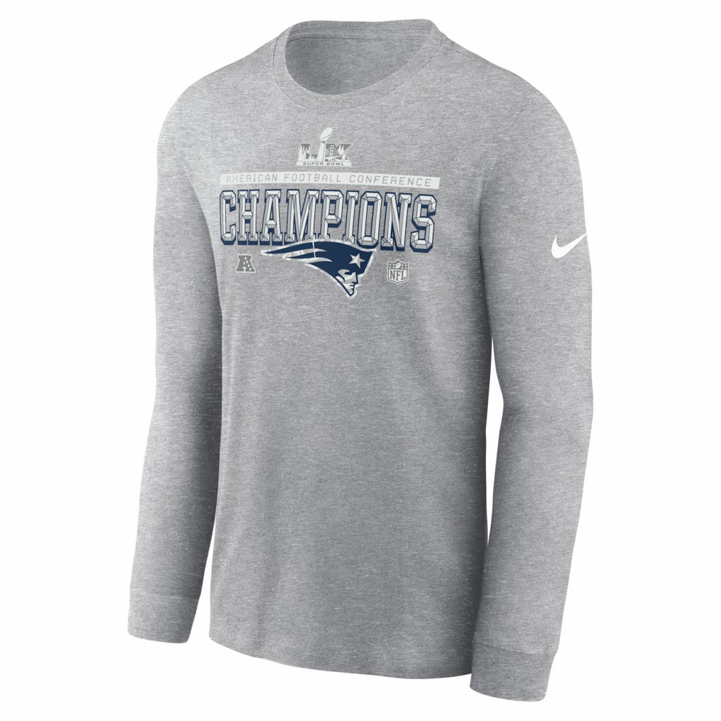 New England Patriots 2025 AFC Champions Locker Room Trophy Collection Long Sleeve T-Shirt | NFL US