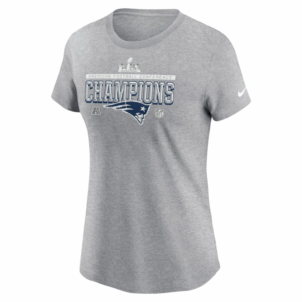 New England Patriots Women's 2025 AFC Champions Locker Room Trophy Collection T-Shirt | NFL Online