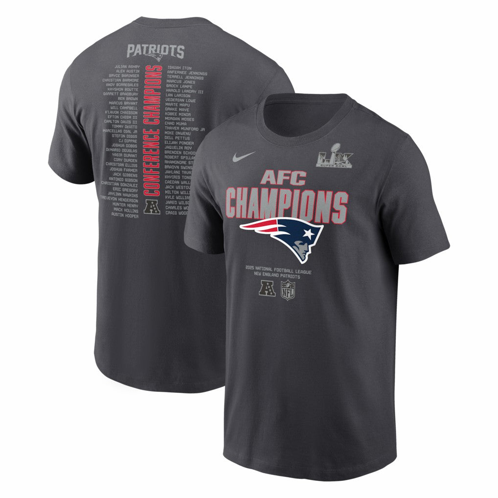 New England Patriots 2025 AFC Champions Roster T-Shirt | NFL Discount