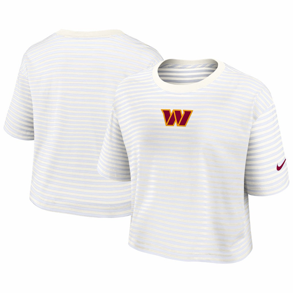 Washington Commanders Women's Striped Cropped T-Shirt | NFL Outlet