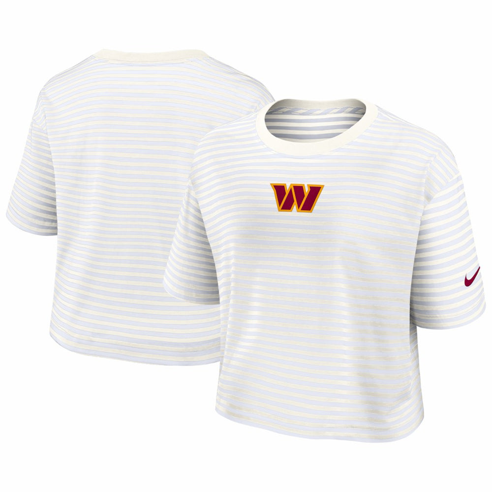 Washington Commanders Women's Striped Cropped T-Shirt | NFL Outlet