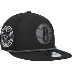 Black Brooklyn Nets Back Laurels 9FIFTY Snapback Hat | NBA