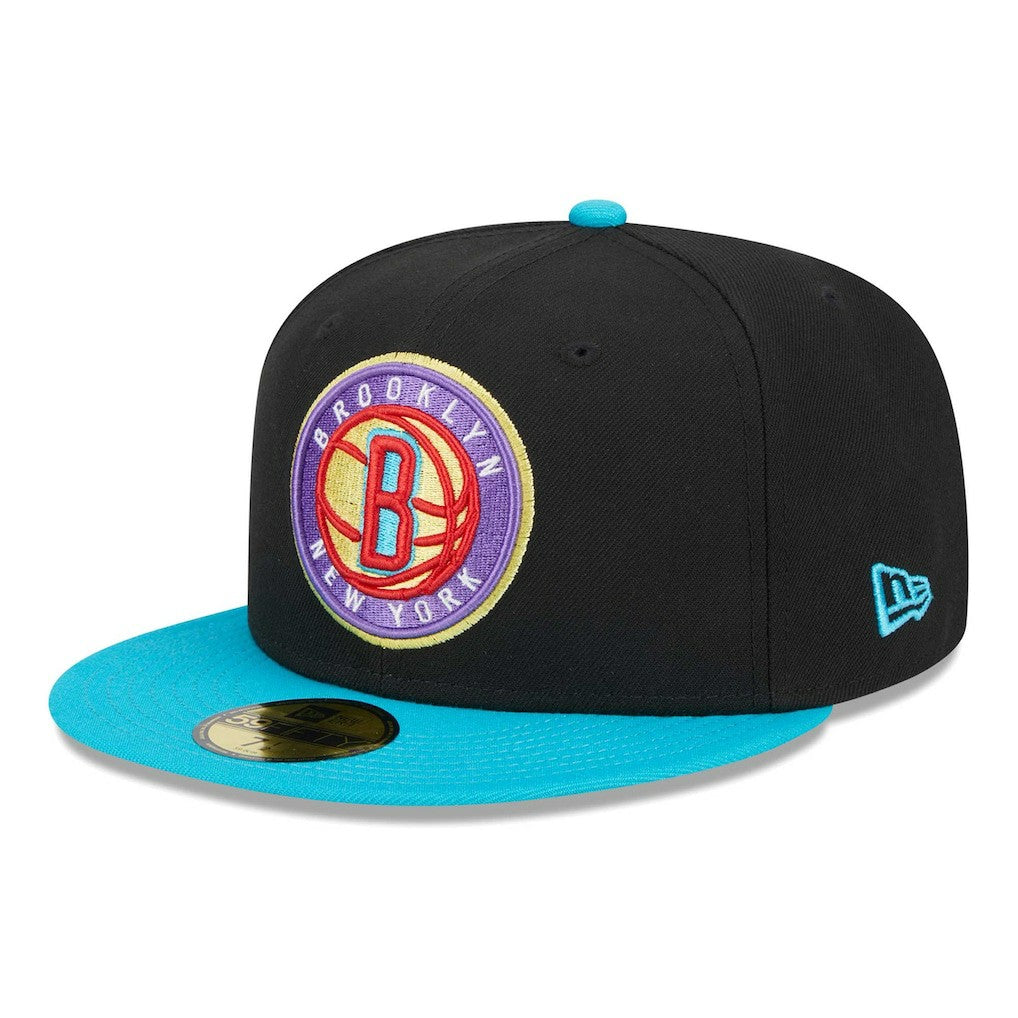 Black/Turquoise Brooklyn Nets Arcade Scheme 59FIFTY Fitted Hat | NBA